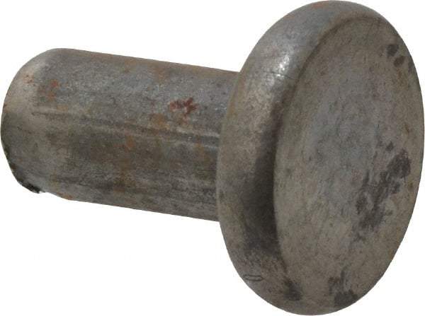 RivetKing - 0.227" Body Diam, Flat Steel Tinners Solid Rivet - 0.448" Length Under Head - Apex Tool & Supply