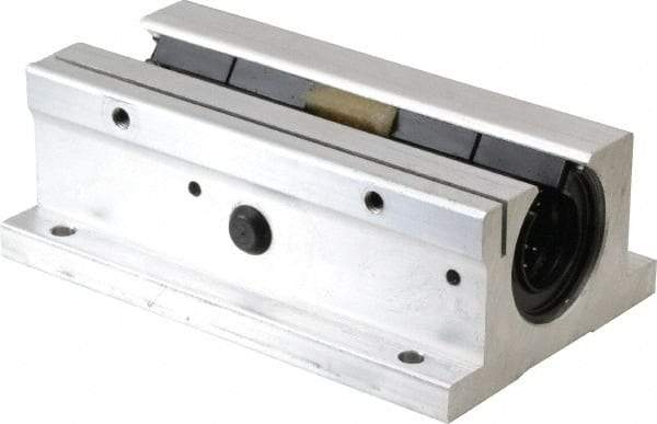 Thomson Industries - 3/4" Inside Diam, 1130/2260 Lbs. Dynamic Capacity, Open Twin Pillow Block Linear Bearing - 1.56" Overall Height x 2-3/4" Overall Width - Apex Tool & Supply