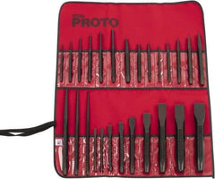 Proto - 26 Piece Punch & Chisel Set - 1/4 to 1-3/16" Chisel, 3/32 to 1/4" Punch, Hex Shank - Apex Tool & Supply