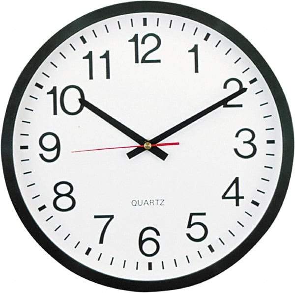 UNIVERSAL - 11-1/2 Inch Diameter, White Face, Dial Wall Clock - Analog Display, Black Case, Runs on AA Battery - Apex Tool & Supply