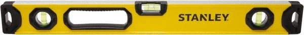 Stanley - 24" Long 3 Vial Box Beam Level - Aluminum, Yellow, 1 Level & 2 Plumb Vials - Apex Tool & Supply
