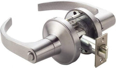 Ability One - Grade 1 Exit Door Lever Lockset - 2-3/4" Back Set, Zinc, Satin Chrome Finish - Apex Tool & Supply