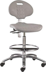Bevco - 20-1/2 to 30-1/2" High Adjustable Height Swivel Stool - 27" Wide x 27" Deep, Polyurethane Seat, Gray - Apex Tool & Supply