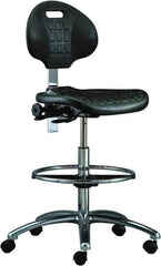 Bevco - 20-1/2 to 30-1/2" High Adjustable Height Swivel Stool - 27" Wide x 27" Deep, Polyurethane Seat, Black - Apex Tool & Supply
