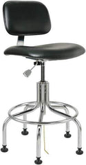 Bevco - 24-1/2 to 29-1/2" High Adjustable Height Swivel Stool - 22" Wide x 22" Deep, Vinyl Seat, Black - Apex Tool & Supply