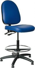 Bevco - 24 to 34" High Adjustable Height Swivel Stool - 27" Wide x 27" Deep, Vinyl Seat, Blue - Apex Tool & Supply