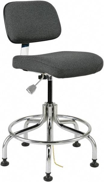 Bevco - 20 to 25" High Adjustable Height Swivel Stool - 27" Wide x 22" Deep, Conductive Cloth Seat, Gray - Apex Tool & Supply