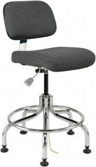 Bevco - 20 to 25" High Adjustable Height Swivel Stool - 27" Wide x 22" Deep, Conductive Cloth Seat, Gray - Apex Tool & Supply