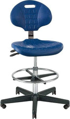 Bevco - 21 to 31" High Adjustable Height Swivel Stool - 27" Wide x 27" Deep, Polyurethane Seat, Blue - Apex Tool & Supply