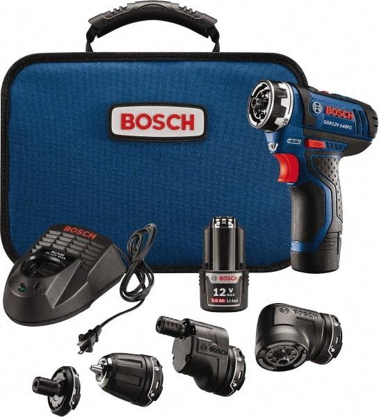 Bosch - 12 Volt 1/4" Chuck Pistol Grip Handle Cordless Drill - 0-400 & 0-1300 RPM, Reversible, 2 Lithium-Ion Batteries Included - Apex Tool & Supply