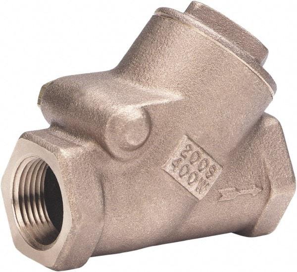 Milwaukee Valve - 1" Bronze Check Valve - Check Valve, Threaded (NPT), 400 WOG - Apex Tool & Supply