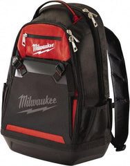 Milwaukee Tool - 35 Pocket Black & Red Ballistic Polyester Backpack Tool Bag - 9" Wide x 24" Deep x 15-13/32" High - Apex Tool & Supply