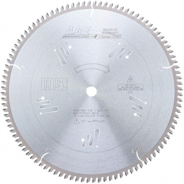 Amana Tool - 12" Diam, 5/8" Arbor Hole Diam, 100 Tooth Wet & Dry Cut Saw Blade - Carbide-Tipped, Clean Action, Standard Round Arbor - Apex Tool & Supply