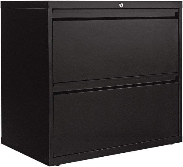 ALERA - 30" Wide x 28.38" High x 19-1/4" Deep, 2 Drawer Lateral File - Steel, Black - Apex Tool & Supply