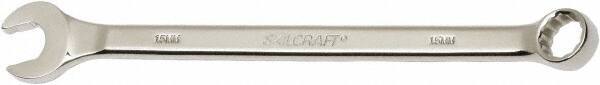 Ability One - 15mm 12 Point Combination Wrench - 15° Offset Angle, Steel, Chrome Finish - Apex Tool & Supply
