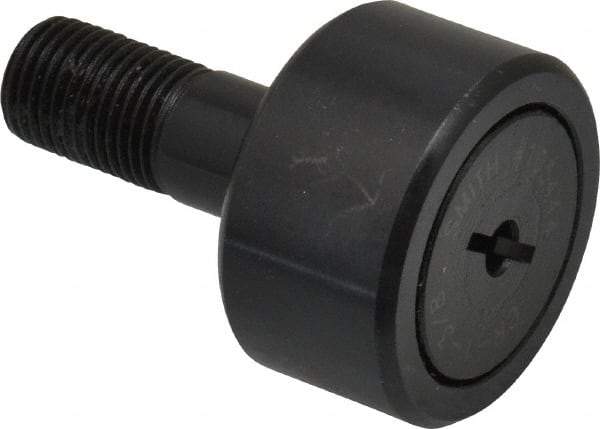 Accurate Bushing - 1-3/8" Roller Diam x 3/4" Width, 1/2" Stud Diam x 1-1/4" Length, Stud Cam Follower - Steel, 5/8" Thread Length, 1/2-20 Thread, 2" OAL, 4,470 Lb Dynamic Cap, 4,300 Lb Static Cap - Apex Tool & Supply