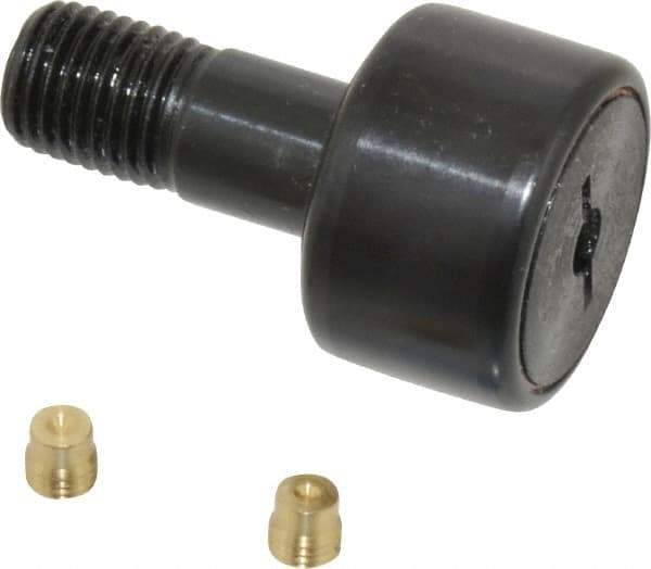 Accurate Bushing - 1" Roller Diam x 5/8" Width, 7/16" Stud Diam x 1" Length, Stud Cam Follower - Steel, 1/2" Thread Length, 7/16-20 Thread, 1-5/8" OAL, 3,030 Lb Dynamic Cap, 3,100 Lb Static Cap - Apex Tool & Supply