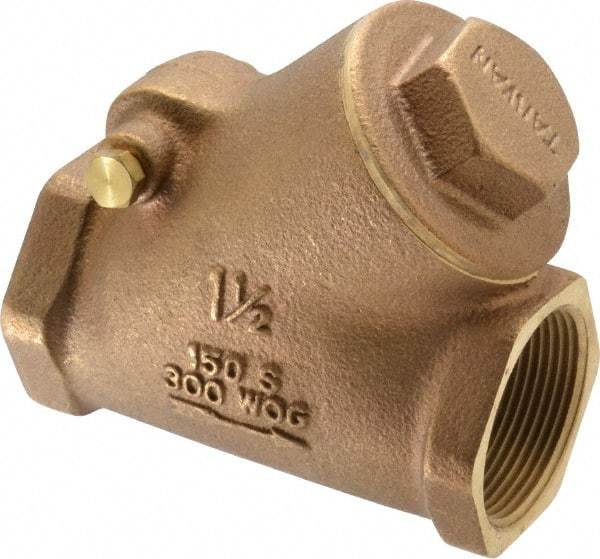 Legend Valve - 1-1/2" Bronze Check Valve - Y-Pattern, FNPT x FNPT, 300 WOG - Apex Tool & Supply