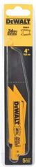DeWALT - 4" Long x 3/4" Thick, Bi-Metal Reciprocating Saw Blade - Straight Profile, 24 TPI, Toothed Edge, Universal Shank - Apex Tool & Supply