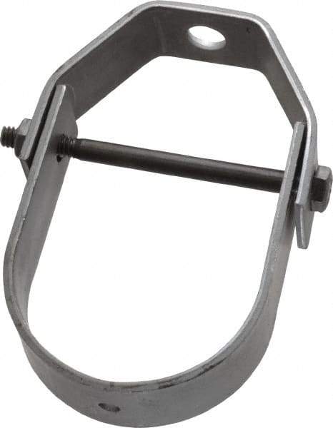 Made in USA - 2" Pipe, 3/8" Rod, Carbon Steel Adjustable Clevis Hanger - Black Coated, 610 Lb Capacity - Apex Tool & Supply