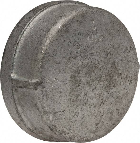 Made in USA - Class 150, 3" Galvanized Pipe End Cap - Threaded, Malleable Iron - Apex Tool & Supply