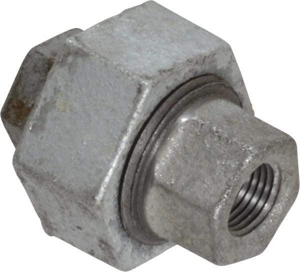 Made in USA - Class 150, 1/8" Galvanized Pipe Union - Threaded, Malleable Iron - Apex Tool & Supply