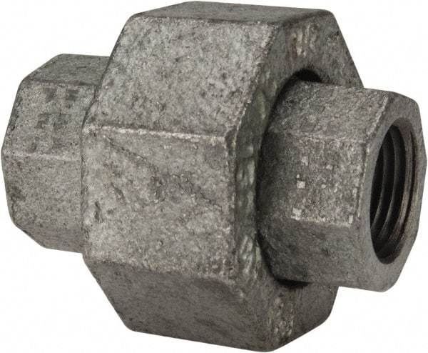 Made in USA - Class 150, 3/8" Galvanized Pipe Union - Threaded, Malleable Iron - Apex Tool & Supply