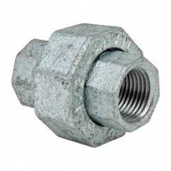 Made in USA - Class 150, 1/2" Galvanized Pipe Union - Threaded, Malleable Iron - Apex Tool & Supply