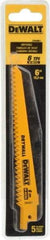 DeWALT - 6" Long, Bi-Metal Reciprocating Saw Blade - Tapered Profile, 6 TPI, Toothed Edge, Universal Shank - Apex Tool & Supply