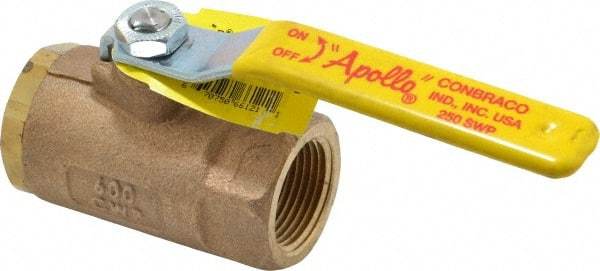Apollo - 1" Pipe, Standard Port, Bronze Steam Service Ball Valve - 2 Piece, Inline - One Way Flow, FNPT x FNPT Ends, Lever Handle, 600 WOG, 250 WSP - Apex Tool & Supply