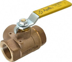 Apollo - 1-1/4" Pipe, Large Port, Bronze Standard Ball Valve - Three Way, FNPT x FNPT x FNPT Ends, Lever Handle, 400 WOG - Apex Tool & Supply