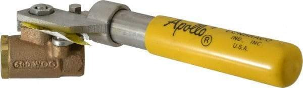 Apollo - 3/8" Pipe, Bronze Standard Ball Valve - 2 Piece, Inline - One Way Flow, FNPT x FNPT Ends, Deadman Lever (Spring Return to Close) Handle, 600 WOG, 150 WSP - Apex Tool & Supply