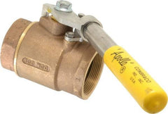 Apollo - 2" Pipe, Bronze Standard Ball Valve - 2 Piece, Inline - One Way Flow, FNPT x FNPT Ends, Deadman Lever (Spring Return to Close) Handle, 600 WOG, 150 WSP - Apex Tool & Supply