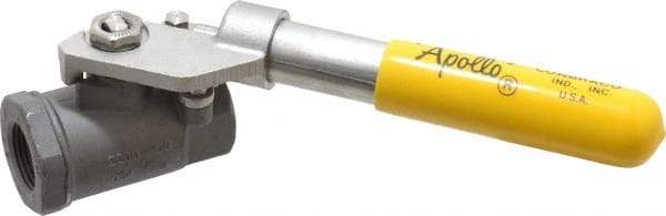 Apollo - 3/4" Pipe, Carbon Steel Standard Ball Valve - 2 Piece, Inline - One Way Flow, FNPT x FNPT Ends, Deadman Lever (Spring Return to Close) Handle, 2,000 WOG, 150 WSP - Apex Tool & Supply