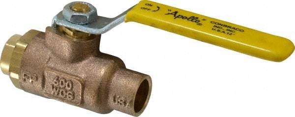 Apollo - 1/2" Pipe, Standard Port, Bronze Standard Ball Valve - 2 Piece, Inline - One Way Flow, Soldered x Soldered Ends, Lever Handle, 600 WOG, 125 WSP - Apex Tool & Supply