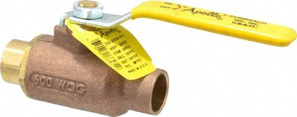 Apollo - 3/4" Pipe, Standard Port, Bronze Standard Ball Valve - 2 Piece, Inline - One Way Flow, Soldered x Soldered Ends, Lever Handle, 600 WOG, 125 WSP - Apex Tool & Supply
