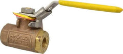 Apollo - 1/4" Pipe, Bronze Standard Ball Valve - 2 Piece, Inline - One Way Flow, FNPT x FNPT Ends, Locking Lever Handle, 600 WOG - Apex Tool & Supply