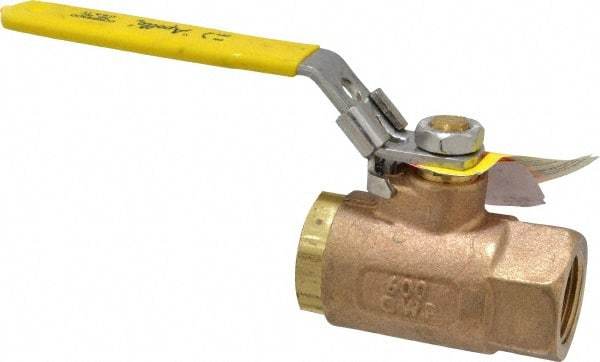 Apollo - 3/4" Pipe, Bronze Standard Ball Valve - 2 Piece, Inline - One Way Flow, FNPT x FNPT Ends, Locking Lever Handle, 600 WOG - Apex Tool & Supply