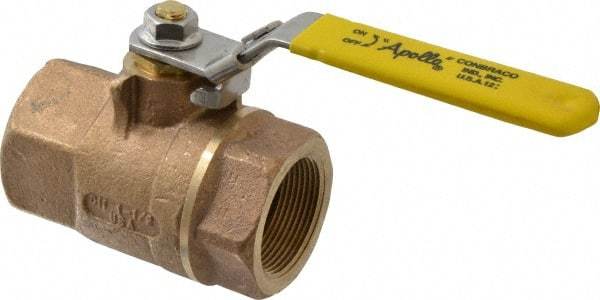 Apollo - 1-1/2" Pipe, Bronze Standard Ball Valve - 2 Piece, Inline - One Way Flow, FNPT x FNPT Ends, Locking Lever Handle, 600 WOG - Apex Tool & Supply