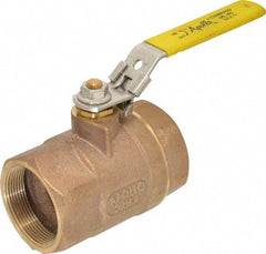Apollo - 2" Pipe, Bronze Standard Ball Valve - 2 Piece, Inline - One Way Flow, FNPT x FNPT Ends, Locking Lever Handle, 600 WOG - Apex Tool & Supply