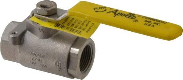 Apollo - 3/4" Pipe, Stainless Steel Standard Ball Valve - Three Way, FNPT x FNPT x FNPT Ends, Lever Handle, 800 WOG - Apex Tool & Supply