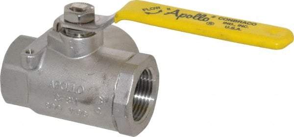 Apollo - 1" Pipe, Stainless Steel Standard Ball Valve - Three Way, FNPT x FNPT x FNPT Ends, Lever Handle, 800 WOG - Apex Tool & Supply