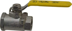 Apollo - 1/2" Pipe, Stainless Steel Standard Ball Valve - 2 Piece, Inline - One Way Flow, FNPT x FNPT Ends, Lever Handle, 2,000 WOG, 150 WSP - Apex Tool & Supply