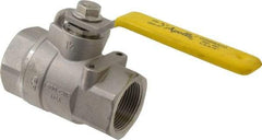 Apollo - 1-1/4" Pipe, Stainless Steel Standard Ball Valve - 2 Piece, Inline - One Way Flow, FNPT x FNPT Ends, Lever Handle, 1,500 WOG, 150 WSP - Apex Tool & Supply