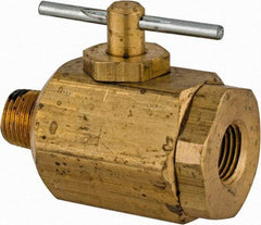 Apollo - 1/8" Pipe, MNPT x FNPT End Connections, Brass, Inline, Two Way Flow, Instrumentation Ball Valve - 400 psi WOG Rating, Tee Handle, Buna N Seal, PTFE Seat - Apex Tool & Supply