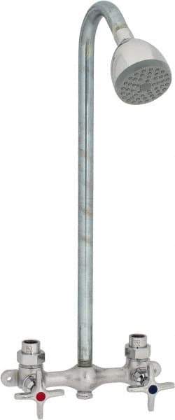 Speakman - Exposed, Two Handle, Brass, Valve and Shower Head - Handwheel Handles, 6 Inch Mounting Centers, Chrome plated Handles - Apex Tool & Supply