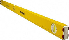 Stabila - 48" Long 3 Vial Spirit Level - Aluminum, Yellow, 2 Plumb & 1 Level Vials - Apex Tool & Supply
