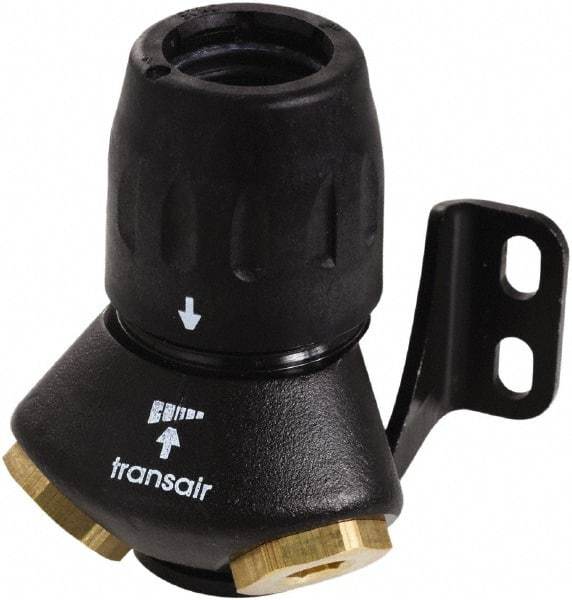 Transair - 1/2" ID, 16.5mm OD, 45° Two Port Wall Bracket - Plastic, 232 Max psi, 1/2 & 1/4 Female NPT, 3-5/16" Long - Apex Tool & Supply