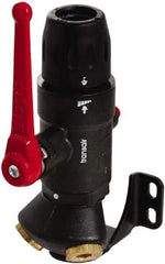 Transair - 7/8" ID, 25mm OD, 45° Two Port Wall Bracket with Ball Valve - Plastic, 232 Max psi, 1/2 & 1/4 Female NPT, 3-5/16" Long - Apex Tool & Supply