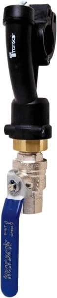 Transair - 7/8" ID, 25mm OD, Wall Bracket with Ball Valve - Plastic, 232 Max psi, 1/2 Female NPT, 10-1/6" Long - Apex Tool & Supply
